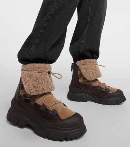 Brunello Cucinelli Shearling-lined suede ankle boots 4