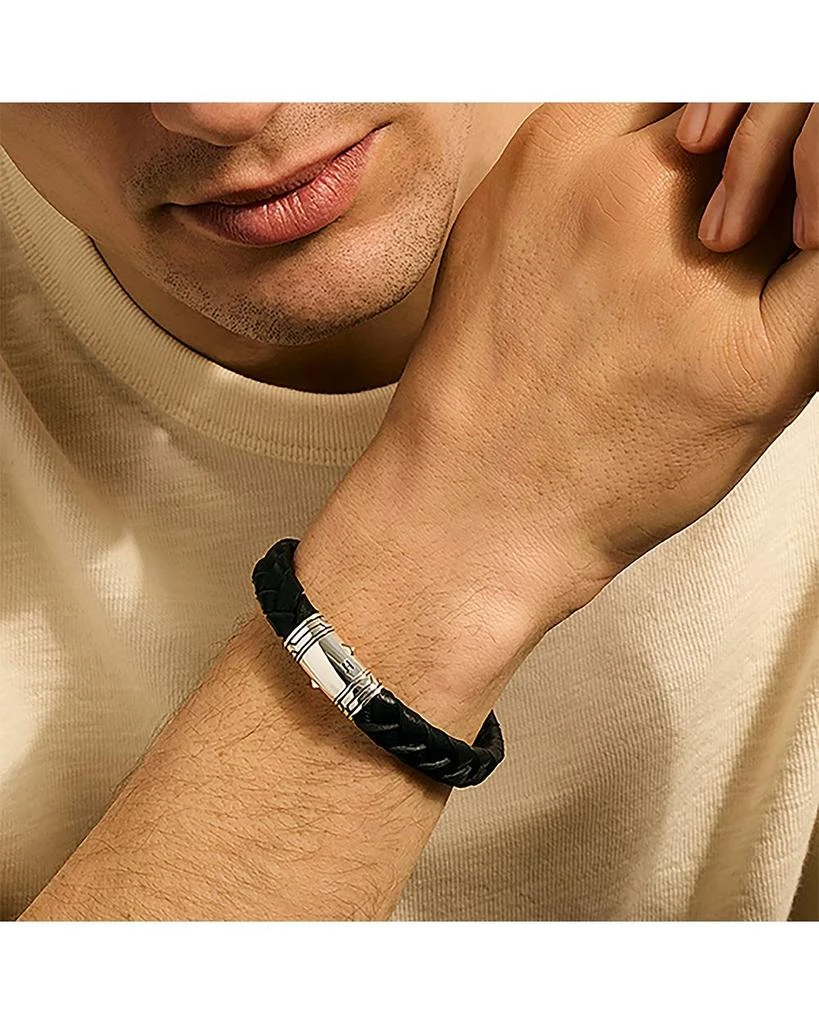 John Hardy Men
s Sterling Silver 
Braided Leather Bracelet 2