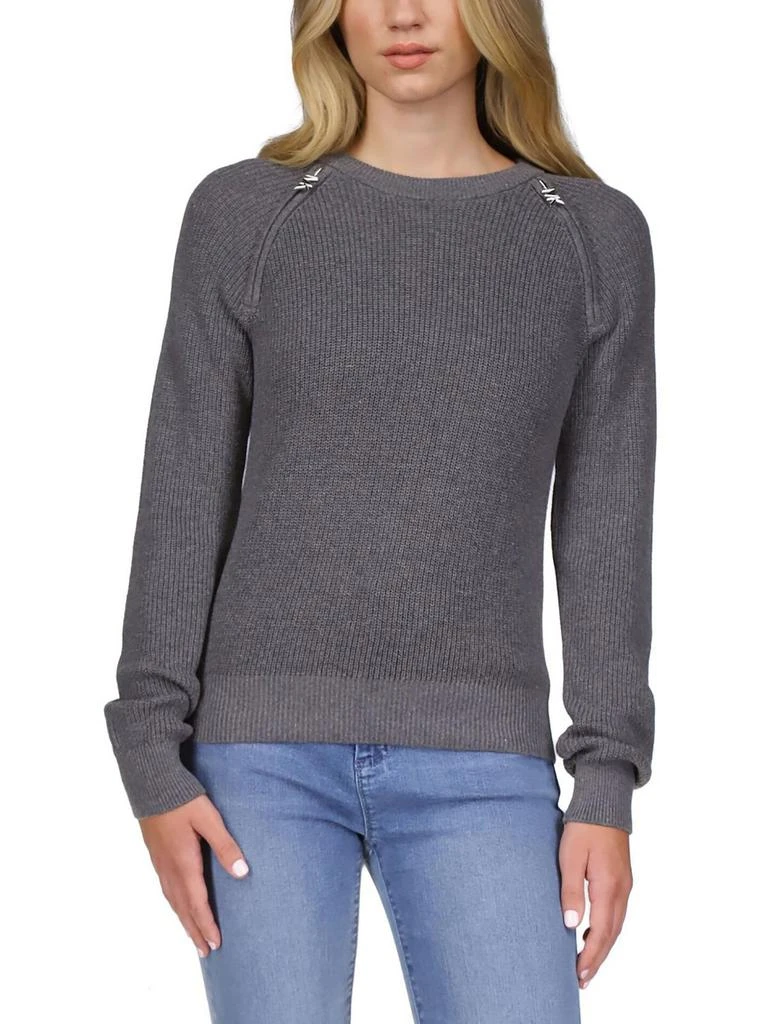 Michael Kors Petites Womens Crewneck Cropped Pullover Sweater 1