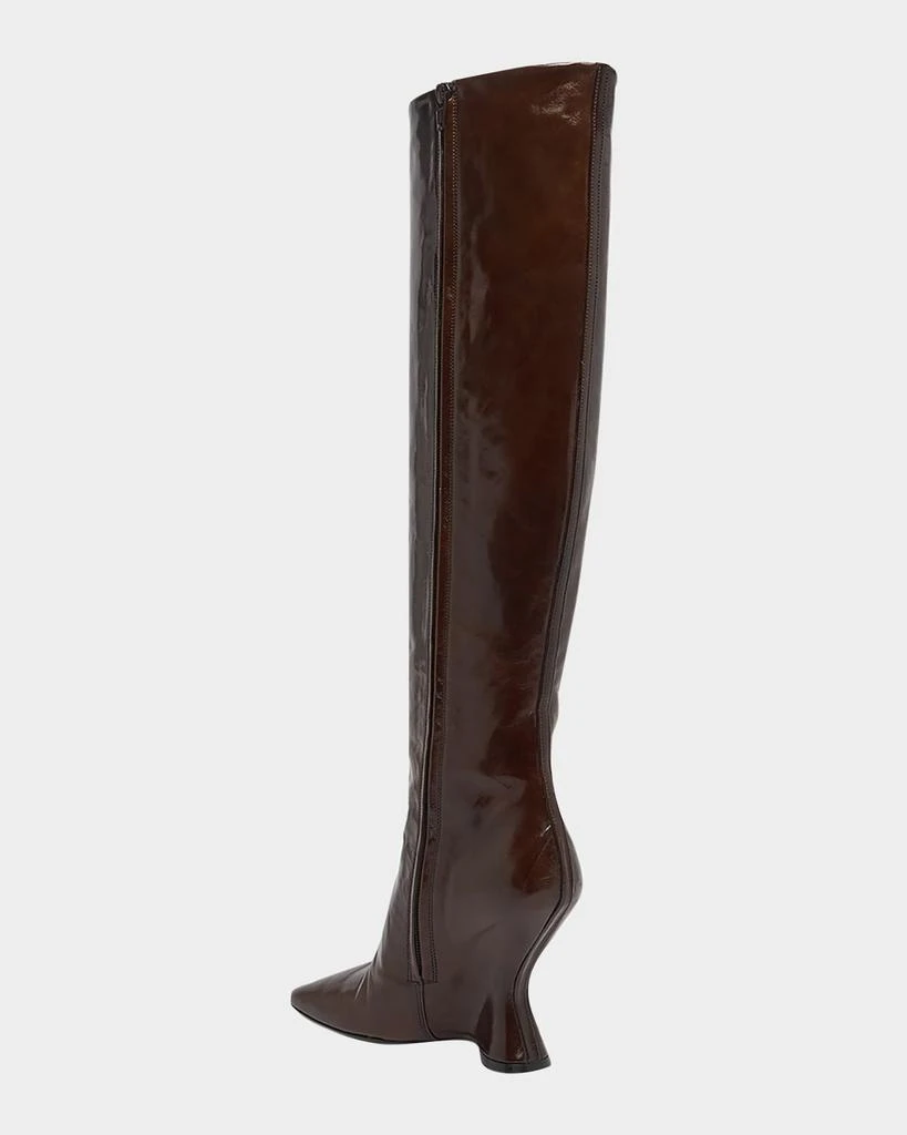 Dries Van Noten Glove Leather Wedge Knee Boots 4