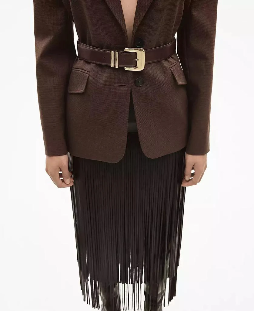 Mango Women's Leather-Effect Fringed Skirt 7