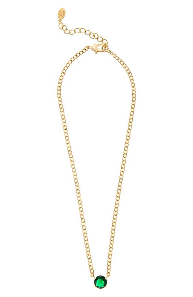 Rivka Friedman 18K Gold Plated Green CZ Pendant Necklace