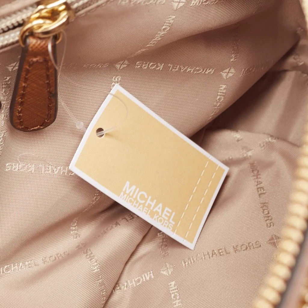 Michael Kors Michael Kors White/Brown Signature Coated Canvas and Leather Jet Set Travel Crossbody Bag 8