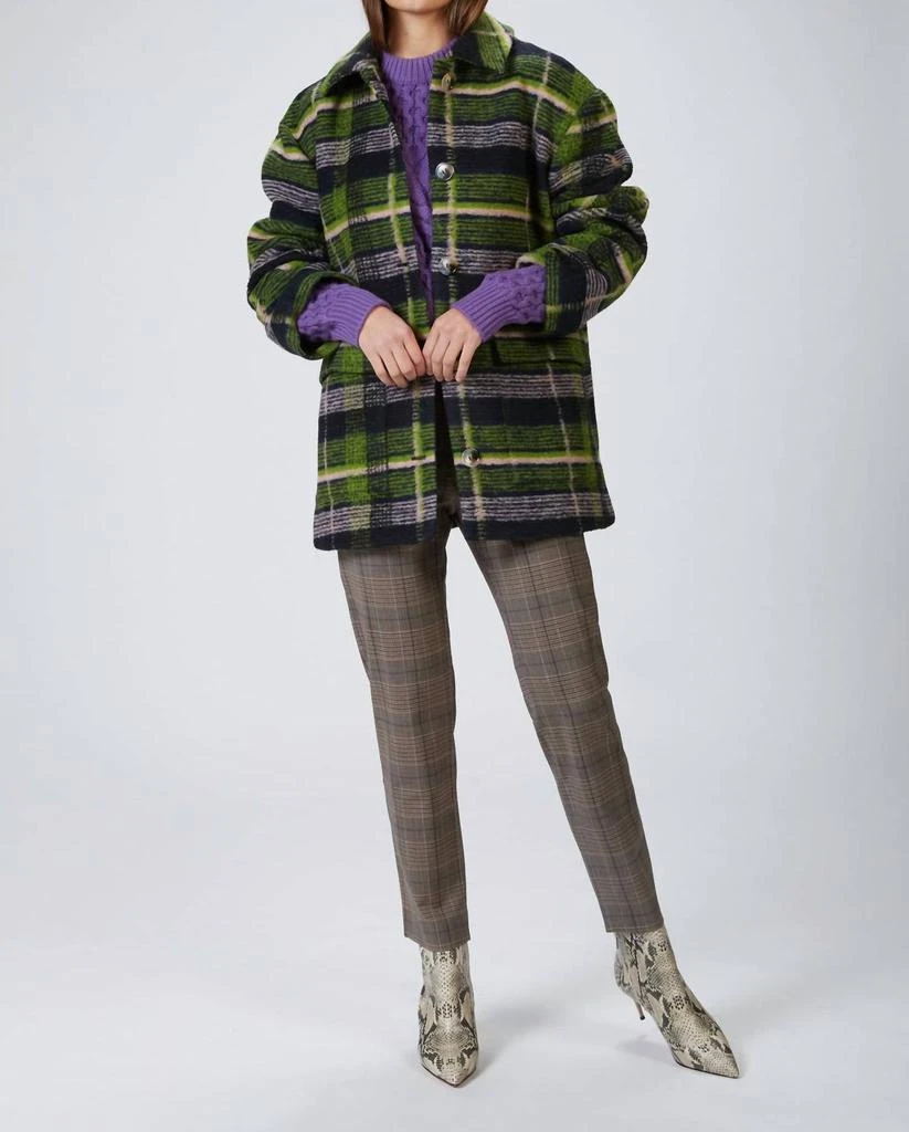 Stine Goya Lottie Jacket In Tartan Navy 1
