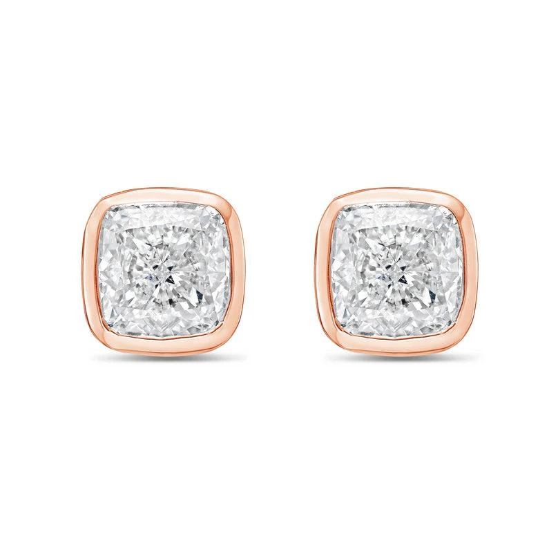 Diana M Jewels 14KT ROSE GOLD LAB GROWN CUSHION CUT STUDS IN A BEZEL SETTING WEIGHING 7.00 CTS TW