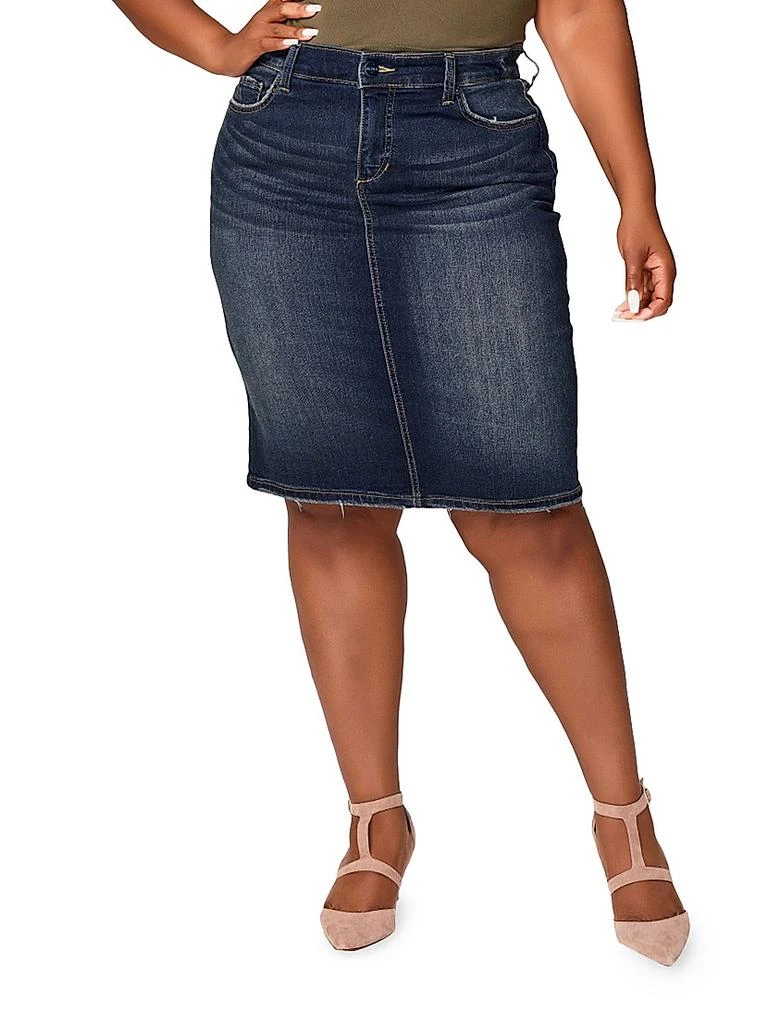 Slink Jeans Virginia Stretch-Denim Knee-Length Skirt 1