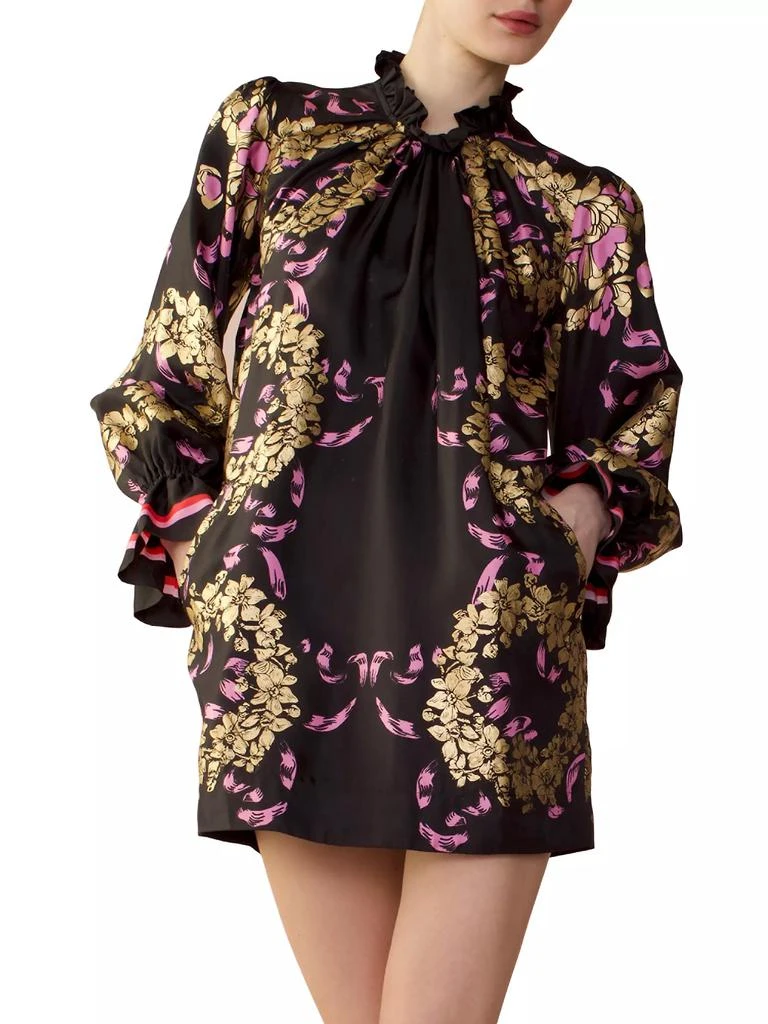 Cynthia Rowley Floral Silk Long-Sleeve Minidress 1