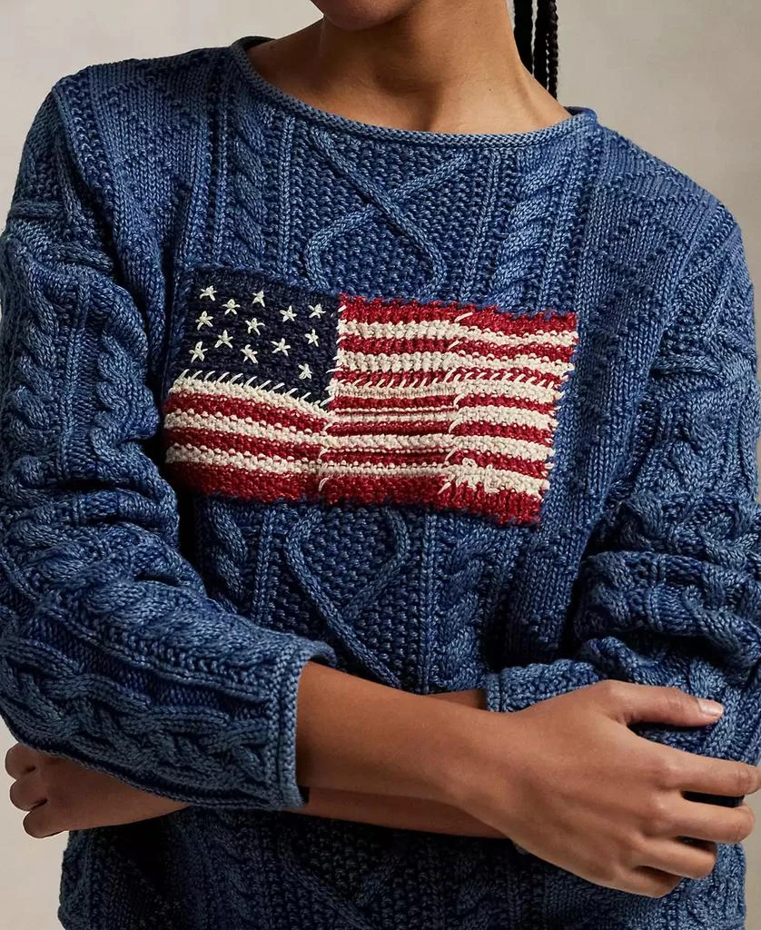 Ralph Lauren Women's Flag Aran-Knit Cotton Sweater 3