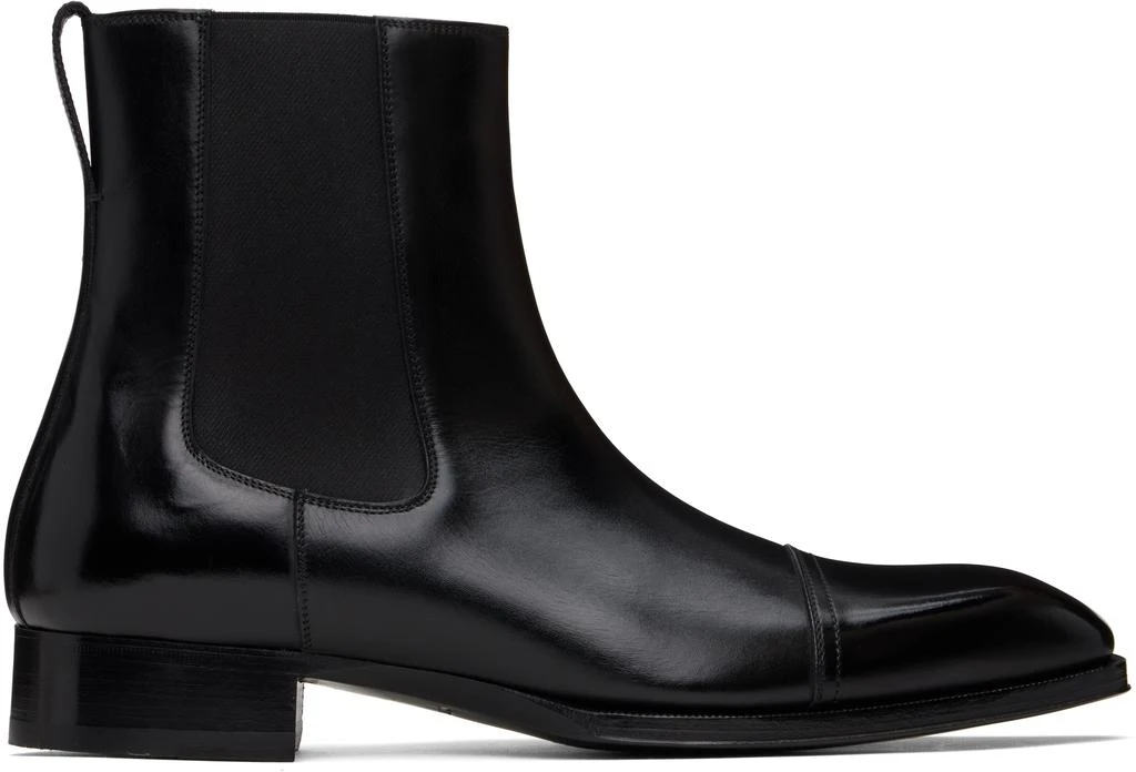 Tom Ford Black Burnished Leather Edgar Chelsea Boots 1
