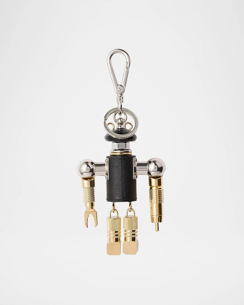Prada Robot Saffiano Leather Key Ring Charm 2