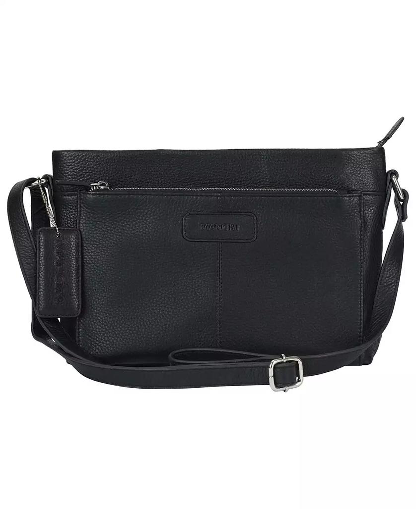 Mancini Leather Goods Pebble Loretta Leather Crossbody Handbag with Organizer