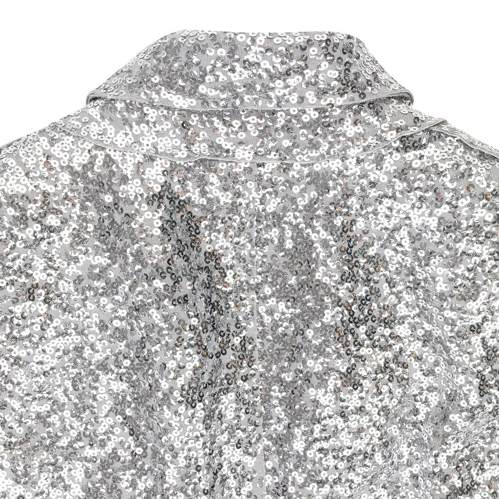 Norma Kamali OVERLAPPING SEQUIN SINGLE BREASTED SILVER JACKET 2