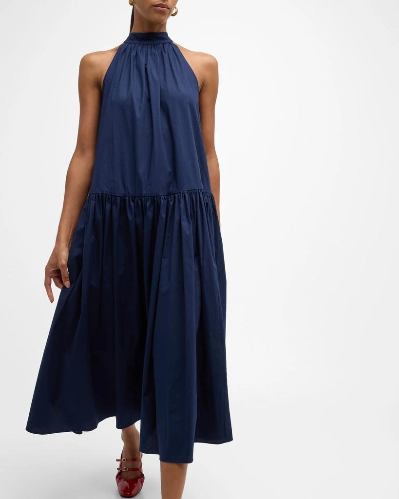 Staud Marlowe Halter Neck-Tie Cotton Poplin Midi Dress 7