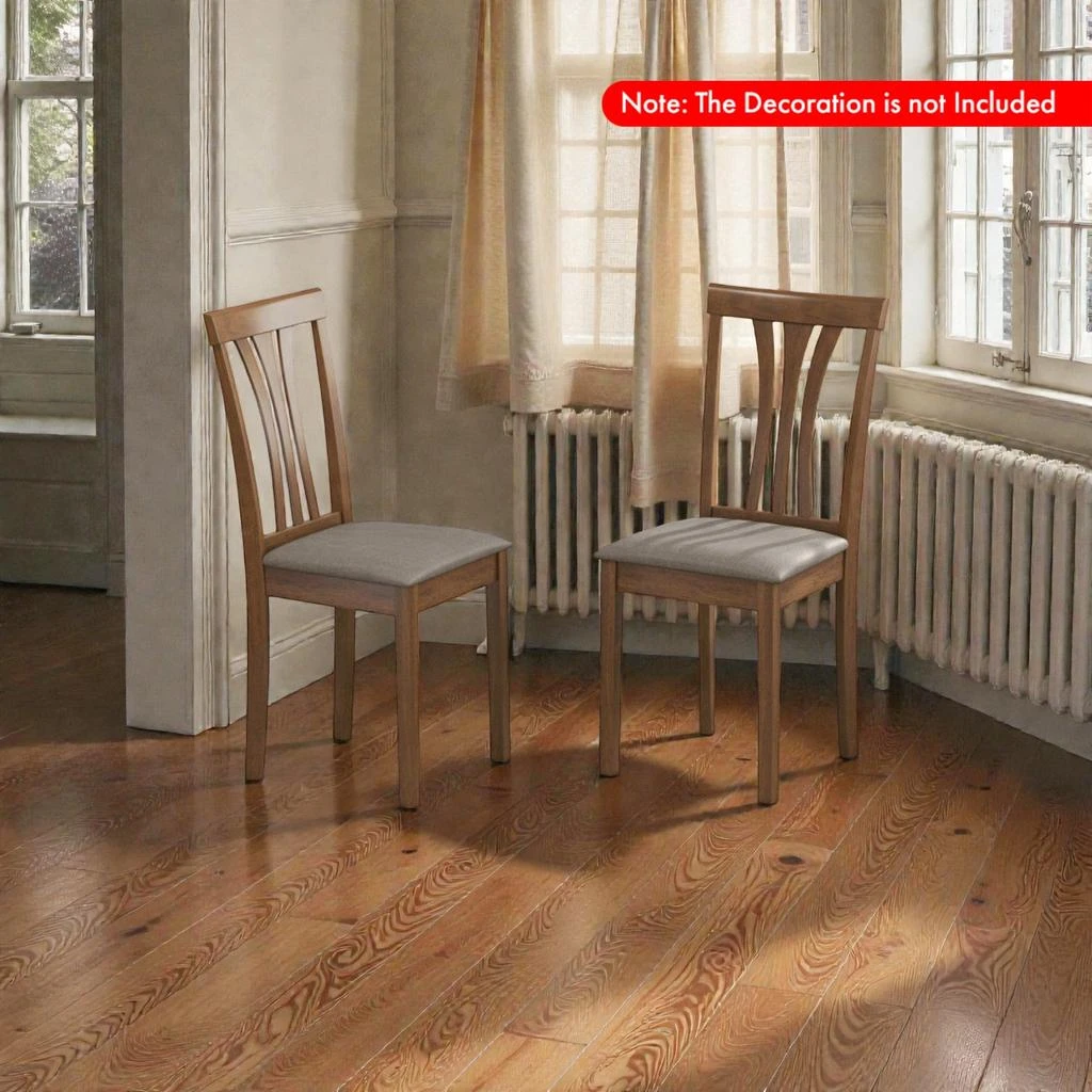 Hivvago Pair of 2 Rubber Wood Dining Chairs Featuring Linen Fabric Seats 2