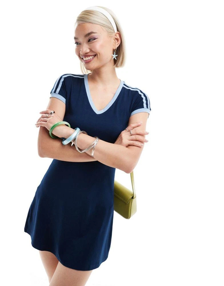 Motel Motel isadre contrast binding mini tennis dress in navy 1