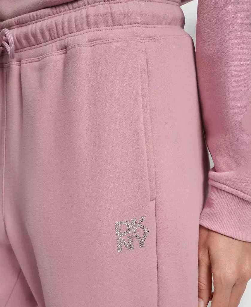 DKNY Women
s Stacked Mini Rhinestone Logo Relaxed Cuff Jogger 4
