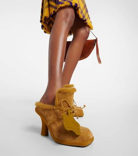 Burberry EKD shearling-lined suede mules 4
