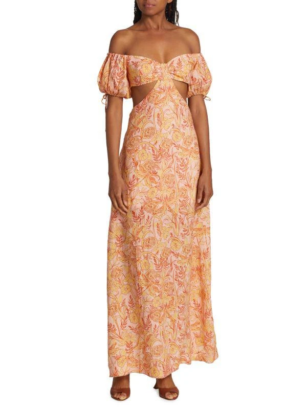 Agua by Agua Bendita Cielo Cut-Out Off Shoulder Maxi Dress 1