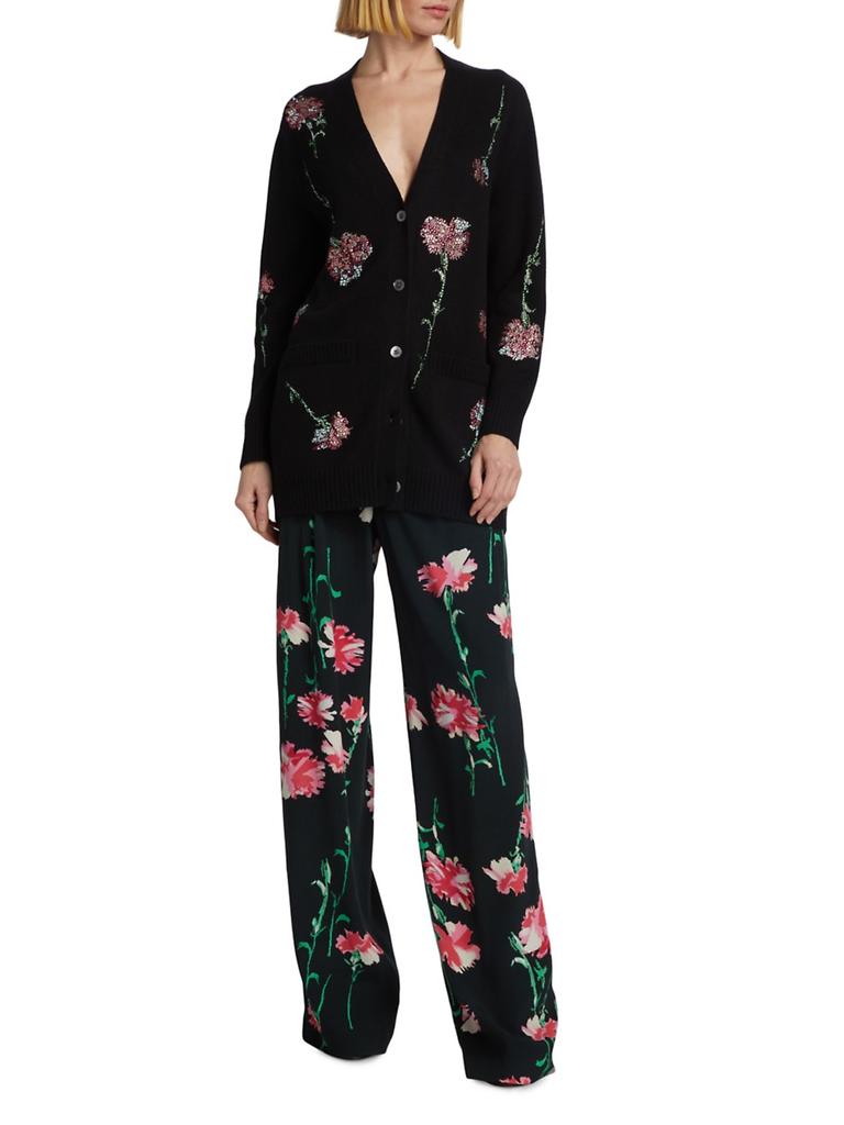 Libertine Cecil Beaton Pink Carnation Floral Silk Pants