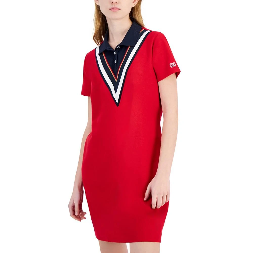 Tommy Hilfiger Women's Chevron Colorblocked Polo Dress 4