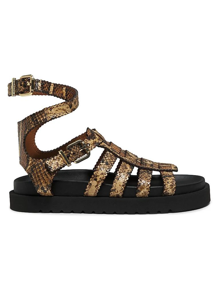 Zimmermann Goldie Snake-Embossed Leather Gladiator Sandals 1