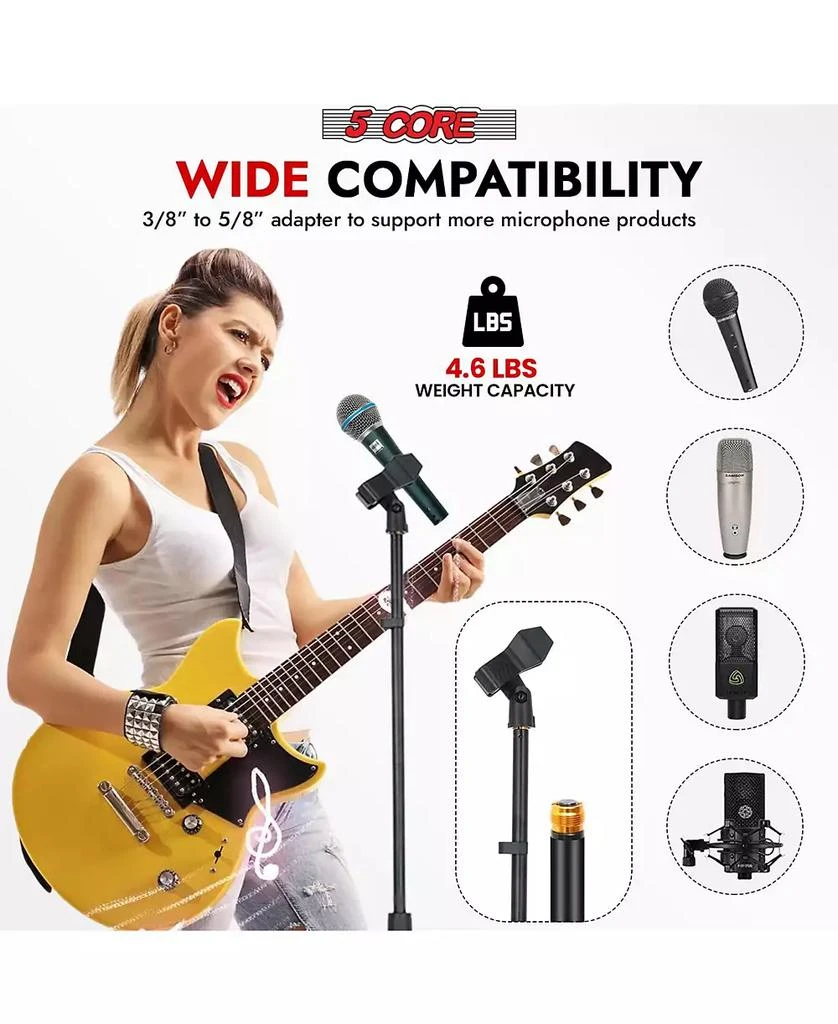 5 Core Microphone Stand Floor 4 Pcs Adjustable w Extending Telescoping Boom Arm 2