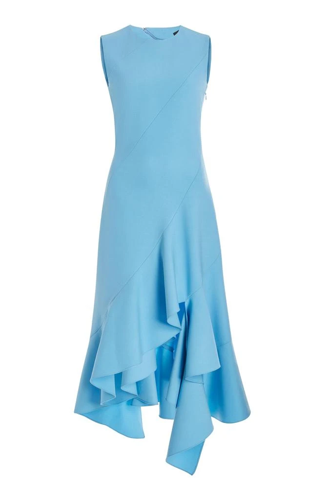 Oscar de la Renta Oscar de la Renta - Asymmetric-Hem Stretch-Wool Midi Dress - Light Blue - US 2 - Moda Operandi 1