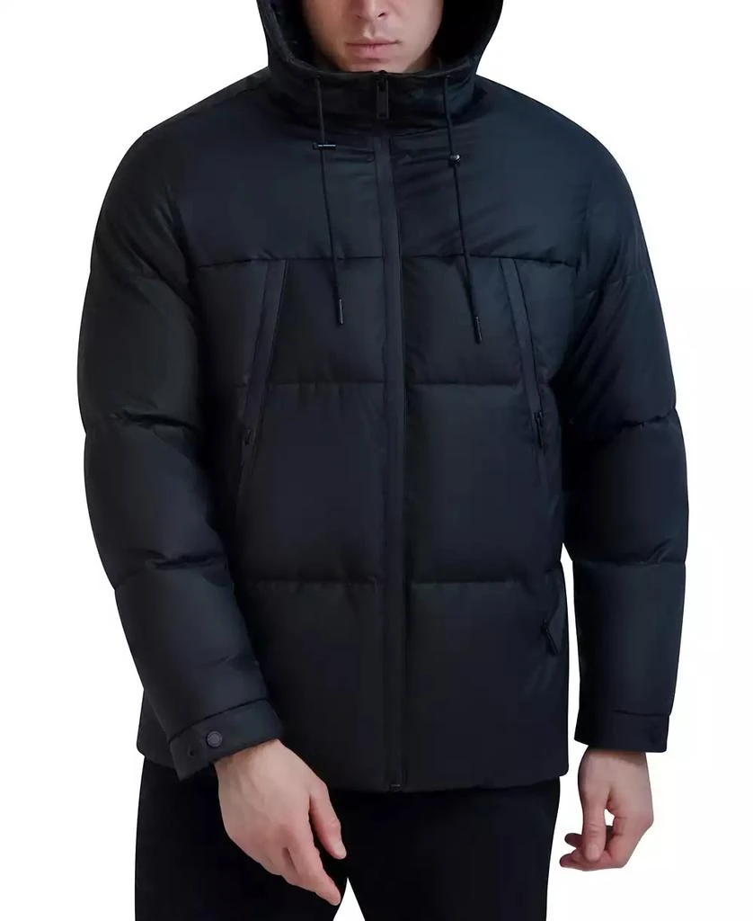Karl Lagerfeld Paris Men's Hooded Puffer with Elongated Zipper Pockets 4