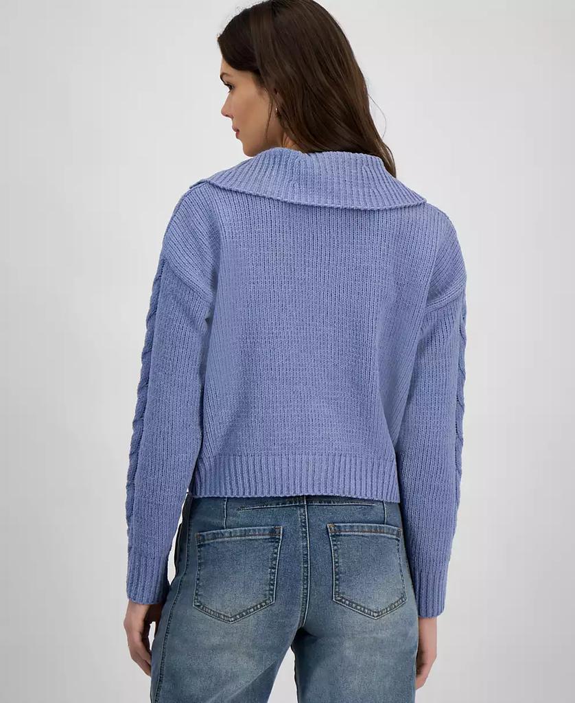 Hippie Rose Juniors' "Soft & Cozy" Chenille Cable-Knit Zip-Up Sweater