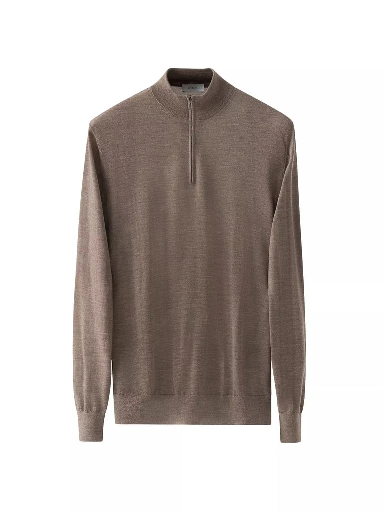 Eton Fine-Knit Wool Quarter-Zip Sweater 1