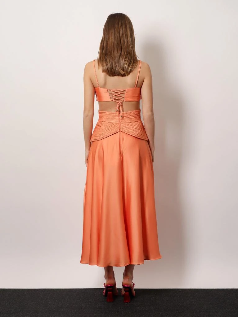 PatBO Satin sunset midi dress with braided corset 3
