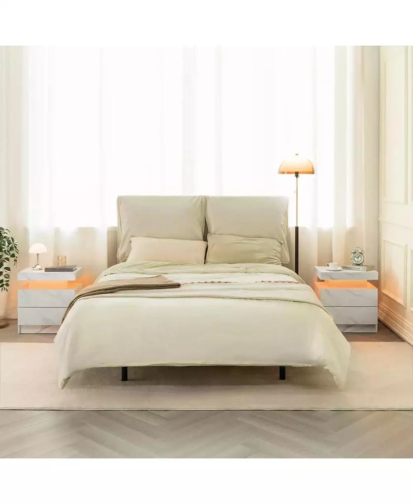 RAINSKEN LED Nightstand with 2 Drawers, Bedside Table Cabinet with Adjustable Color Lighting, Modern End Side Table 6