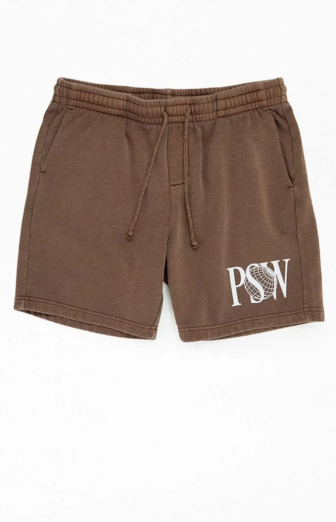 PacSun PSW Brown Fleece Volley Sweat Shorts 1