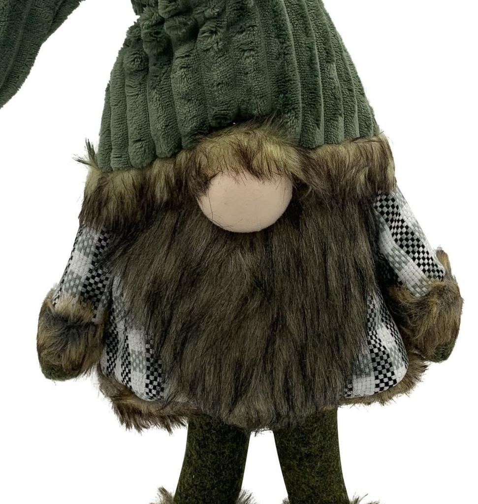 Homezia Dark Green and Plaid Fabric Gnome