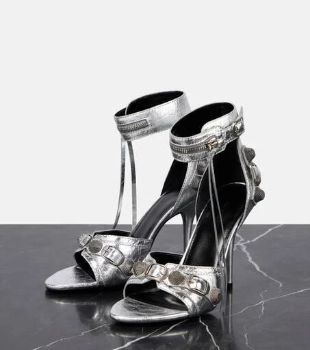 Balenciaga Cagole embellished leather sandals 5