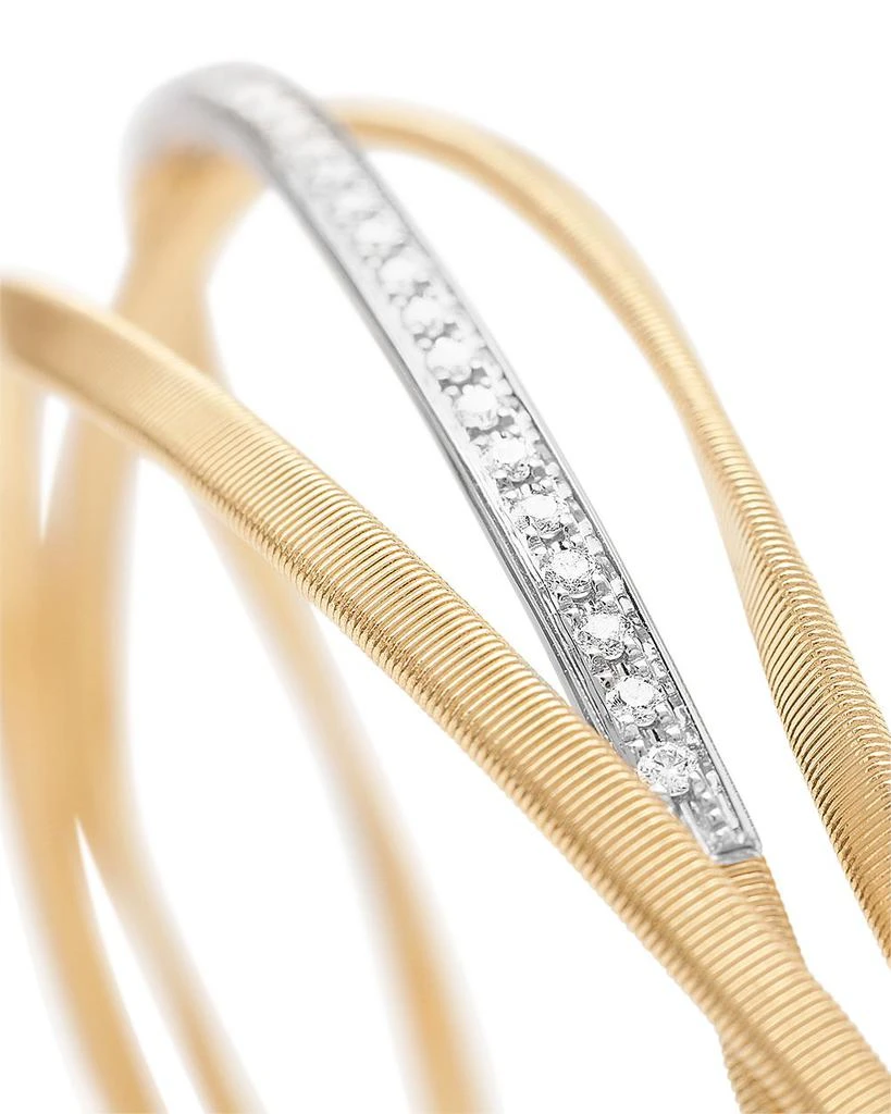 Marco Bicego 18K White & Yellow Gold Marrakech Diamond Three Strand Twist Bangle Bracelet 2