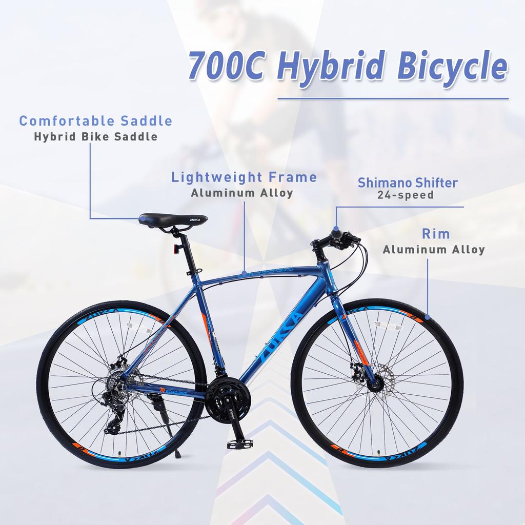 Streamdale Furniture Streamdale 27 Speed Hybrid Bike Disc Brake 700C Road Bike For Men Women's City