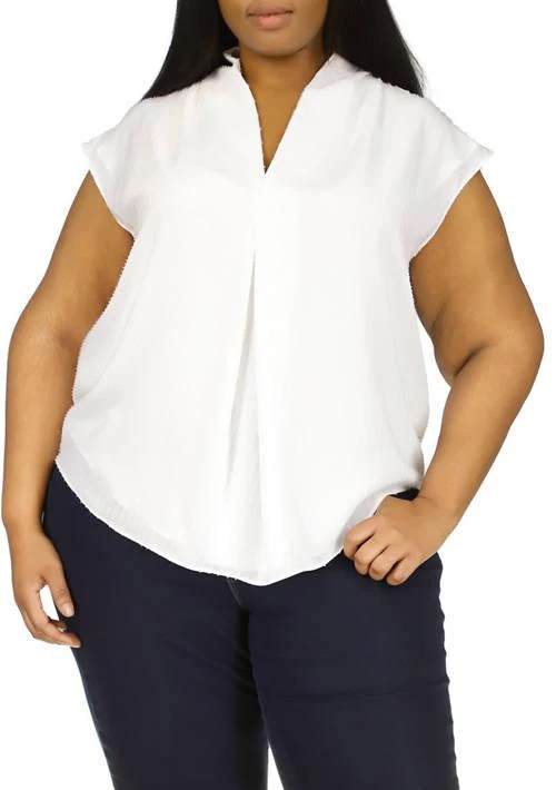 Shop Michael Kors Plus Size Sleeveless Pinstripe Crepe  display picture 2
