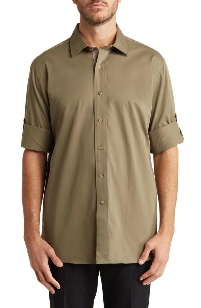 Lorenzo Uomo Trim Fit Long Sleeve Cotton Button-Up Shirt 1