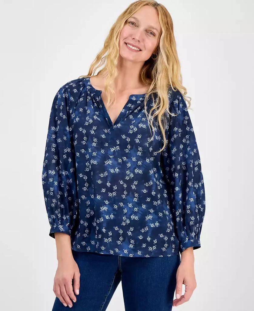 Style & Co Women's Printed 3/4 Sleeve Split-Neck Blouse, Exclusively at Macy's 1