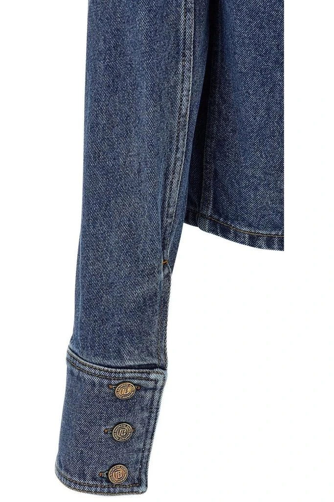 Balmain Balmain Cropped Faded Denim Jacket 4