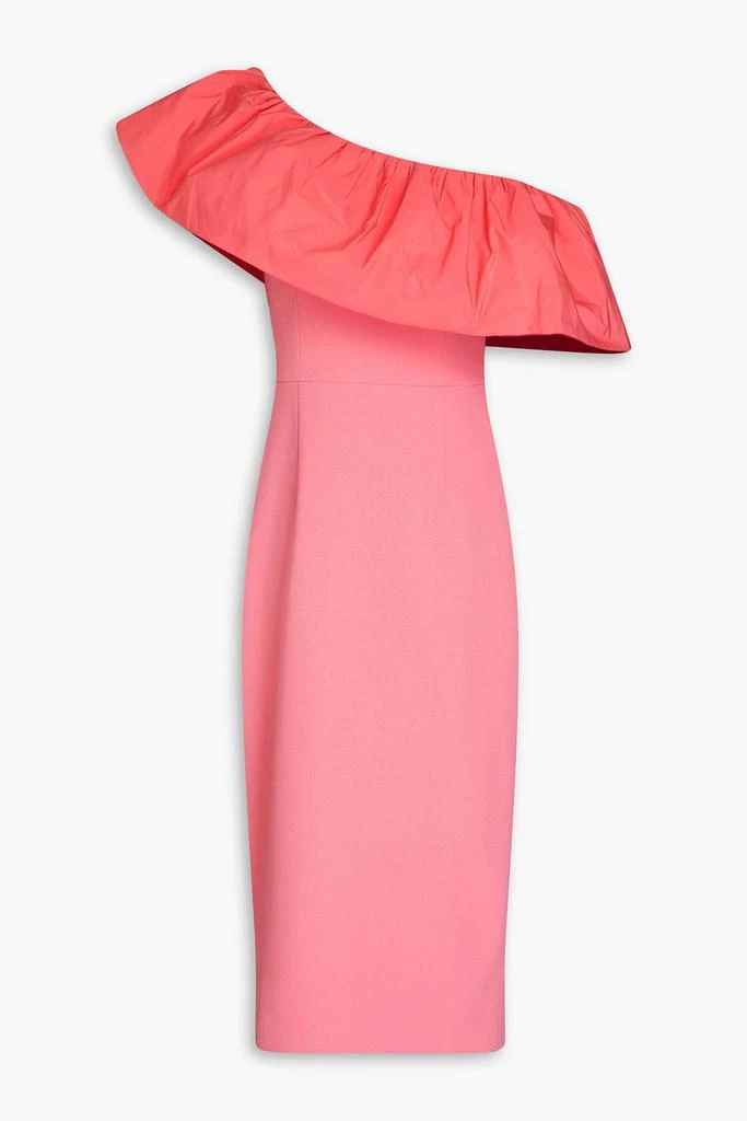 REBECCA VALLANCE Brittany one-shoulder taffeta-paneled crepe midi dress 1