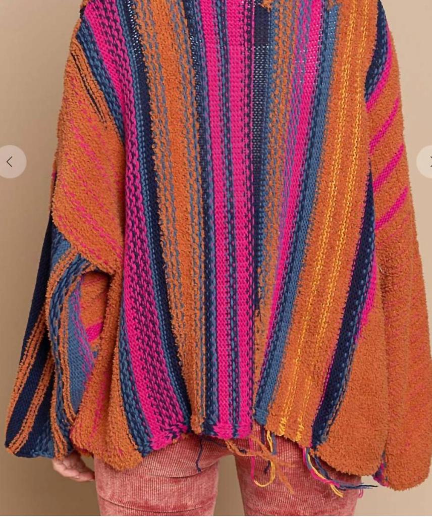 Pol Oversized Colorful Fringe Sweater in Multi