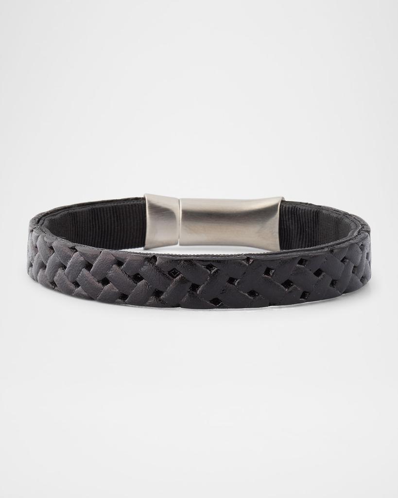 LINK UP Men's Embossed Braided Leather Bracelet