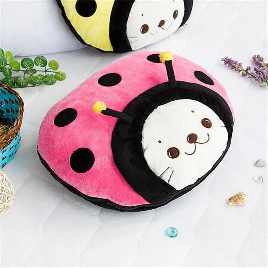 Blancho Bedding TB-CB005-PINK-39.4by59.1 Sirotan - Ladybug Pink Blanket Pillow Cushion / Travel Pillow Blanket