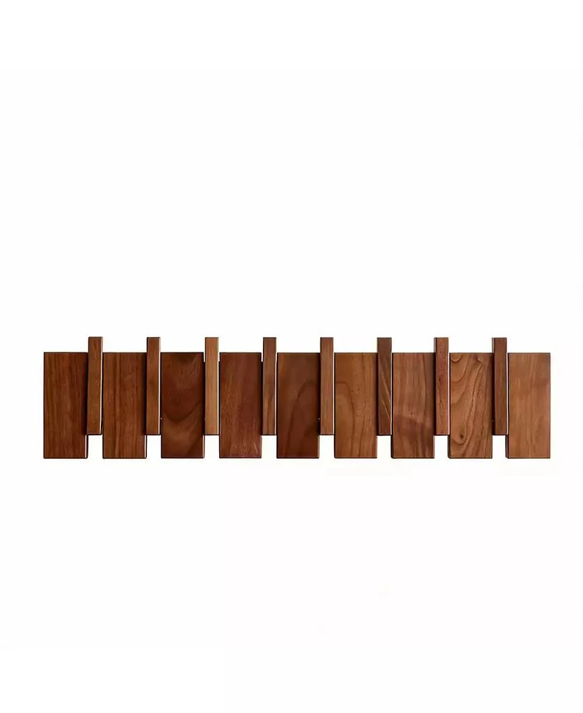 YIGII Wood Piano Key Style Wall Coat Rack with 8 Hooks