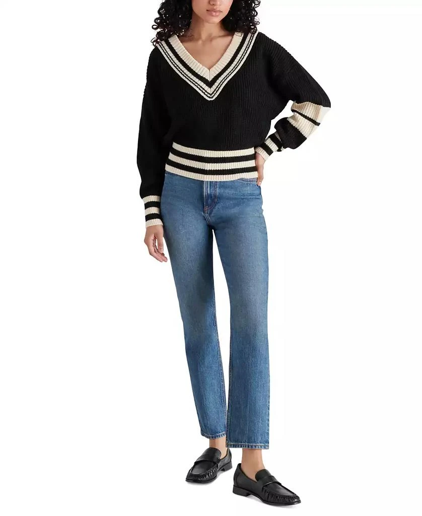 Steve Madden Women's Jen V-Neck Tipping-Detail Sweater 4