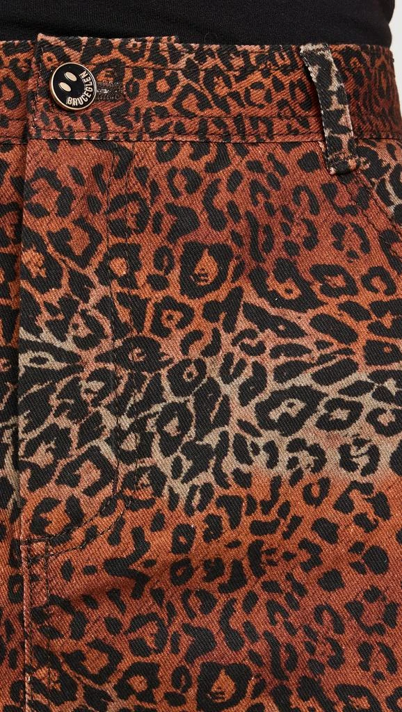 BruceGlen Linear Leopard High Waist Midi Denim Skirt 5