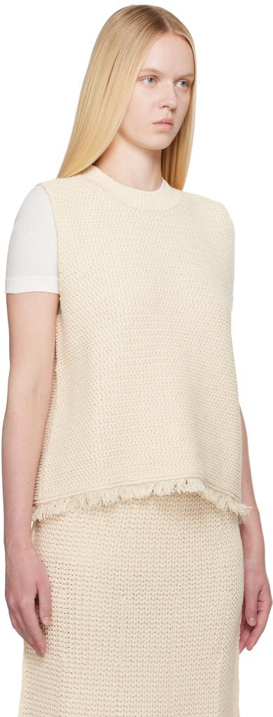 Studio Nicholson Off-White Fray Knit Vest