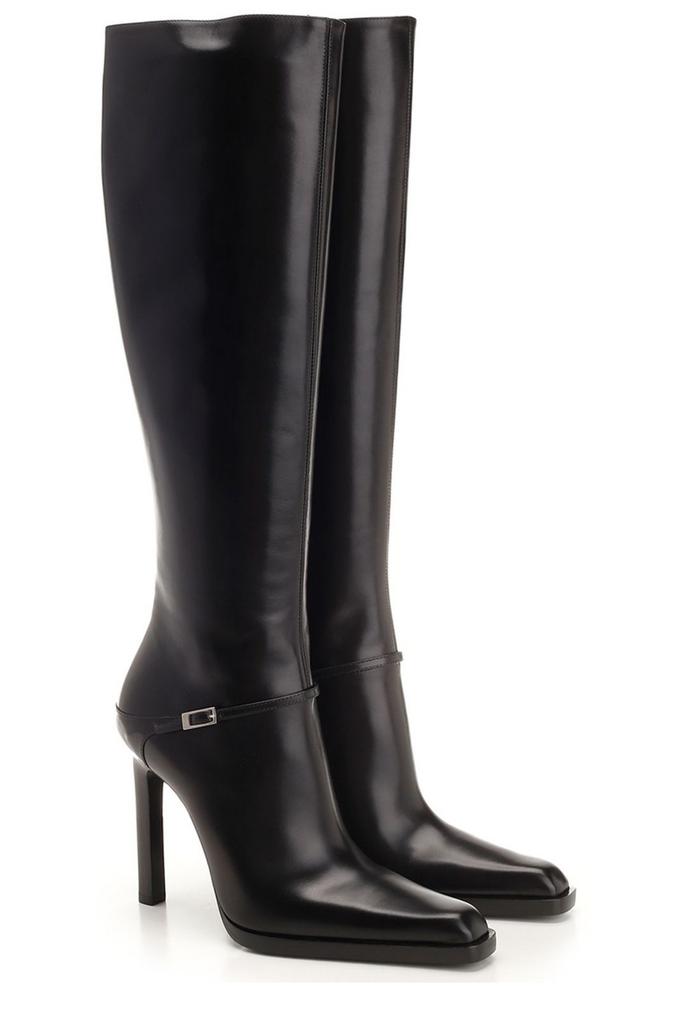 Shop Saint Laurent Buckle Detailed Square Toe Boots on Sale at